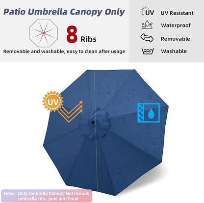 9ft Patio Umbrella Replacement Canopy,Outdoor Table Market Yard Umbrella Top Outdoor Umbrella Canopy with 8 Ribs