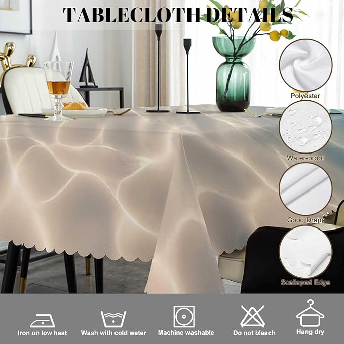 Swono Ocean Blue Rectangular Tablecloth Underwater Ocean Sandy Sea Bottom Washable Table Cloth Kitchen Dining Room Table Cover for Party Dinner Wedding 50x72 Inch Tablecloths