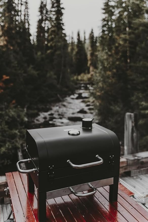 18-Inch Portable Tabletop Charcoal BBQ Grill, 2-Tiered with Side Handles & Lid, Compact Grill & Smoker for Picnic, Tailgate & Outdoor Cooking