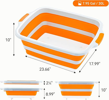 BBQ Prep Tub with Lid and Cutting Board - Collapsible Barbecue Tool Set for Marinating, Grilling, BBQ Prep Station for Outdoor Cooking, Camping Kitchen Accessories & Barbecue Utensils, XX-Large Orange