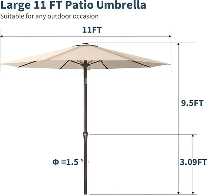 PatioKingdom 10FT Patio Umbrella with Push Button Tilt and Crank, Outdoor Market Umbrella with 8 Fiberglass Ribs, UV Protection Table Umbrella for Pool,Backyard,Garden,Deck