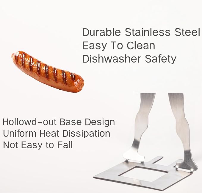2 PCS Funny BBQ Stand Muscle Man Hot Dog Holder | Reusable Stainless Steel Hotdog and Sausage Stand | Portable Hot Dog Roaster | Barbecue Grill Accessories | Funny Birthday Gifts for Men