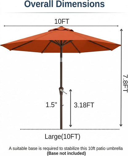 10FT Patio Umbrella, Outdoor Umbrella with Push Button Tilt and Crank, 8 Sturdy Ribs, UV Protection & Waterproof Market Umbrella for Pool, Backyard, Beach,Deck