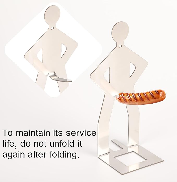 10PCS Funny Hot Dog Holder and Sausage Stand-Standing Man Sausage Barbecue Rack-Hot Dog Grill Holder Man-Portable Reusable Stainless Steel Hotdog and Sausage Roaster for Camping,Road Trip
