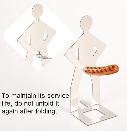 10PCS Funny Hot Dog Holder and Sausage Stand-Standing Man Sausage Barbecue Rack-Hot Dog Grill Holder Man-Portable Reusable Stainless Steel Hotdog and Sausage Roaster for Camping,Road Trip
