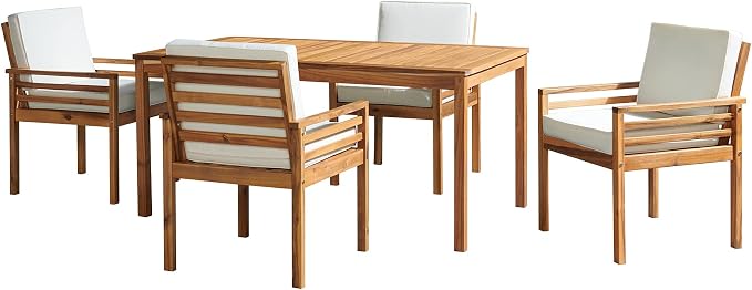 Alaterre Furniture, Okemo Acacia Wood Outdoor Dining Set, 63" W, Natural