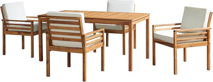 Alaterre Furniture, Okemo Acacia Wood Outdoor Dining Set, 63" W, Natural