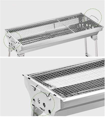 Bbq Grill Charcoal Grill Charcoal Stove Barbecue Charcoal Grill Stainless Steel Folding Portable BBQ Tool Kits For Outdoor Cooking Camping Picnic Barbecue Grill Charcoal Griddle