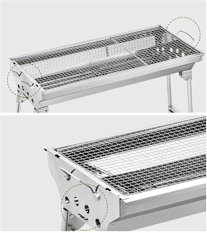 Charcoal Grill Barbecue Charcoal Grill Stainless Steel Folding Portable BBQ Tool Kits for Outdoor Cooking Camping Picnic BBQ Grill