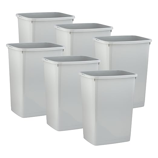 Superio Large Kitchen Trash Can 13 Gallon, 52 Qt Waste Bin for Kitchen, Garage, Indoor and Outdoor Trash Can (6, White Smoke)