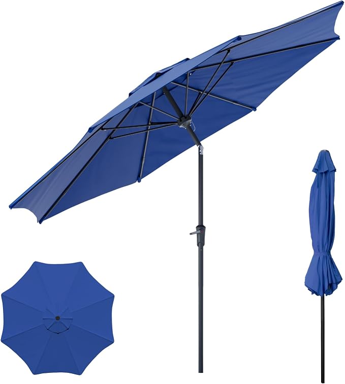 Sannwsg Outdoor Patio Umbrella,Table Umbrella with Push Button Crank,Market Umbrella with 8 Sturdy Ribs,Yard Umbrella