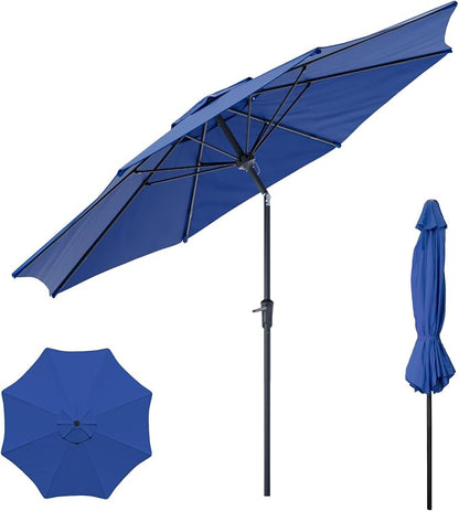 Sannwsg Outdoor Patio Umbrella,Table Umbrella with Push Button Crank,Market Umbrella with 8 Sturdy Ribs,Yard Umbrella