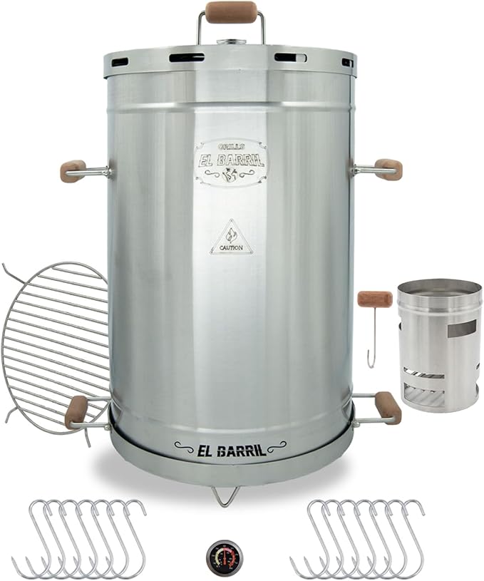 EL BARRIL 45LBS Lite Large Barrel Smoker Grill – Juicy, Even BBQ Every Time, 430 Stainless Steel, Vertical Charcoal Barrel Grill and Rust-Resistant Design, Perfect for Family, Parties & Outdoor