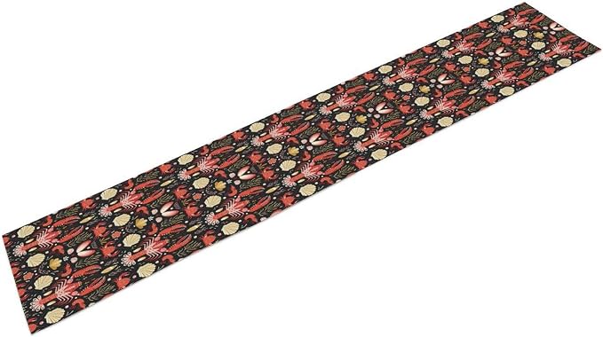 Crawfish Boil Table Runner Seafood Ocean Life Sea Creatures Animals Plants Boil Birthday Party Kitchen Home Dining Fireplace Matel Table Decoration 13x70 Inch