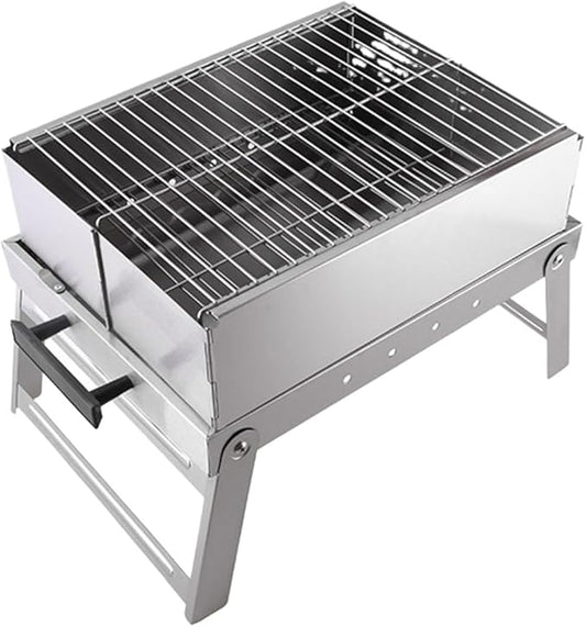 Barbecue Charcoal Grill Stainless Steel Folding Barbeque Grill Outdoor Indoor Charcoal Grill Portable for Camping Charcoal BBQ Grill