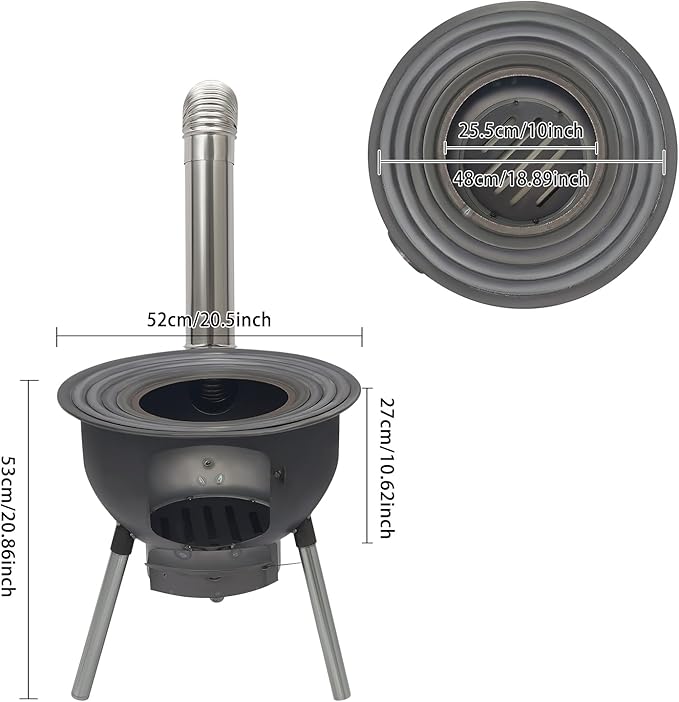 Portable Outdoor Wood Burning BBQ Stove with Grill Rack for Camping