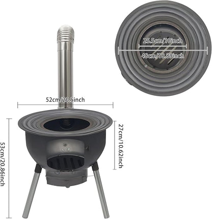 Portable Outdoor Wood Burning BBQ Stove with Grill Rack for Camping