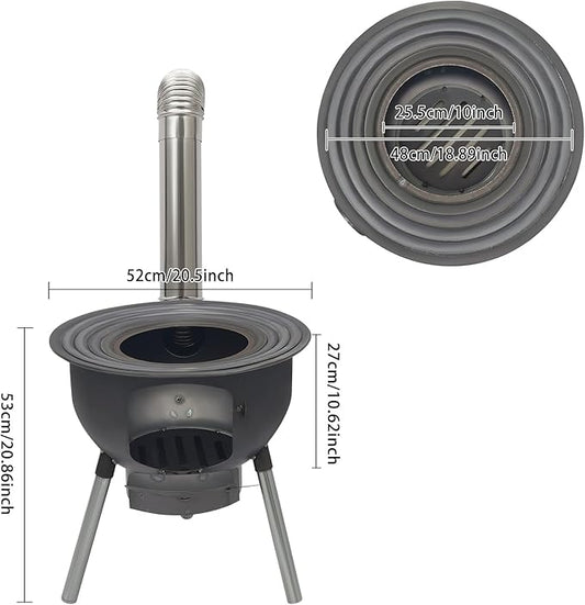 Portable Outdoor Wood Burning BBQ Stove with Grill Rack for Camping