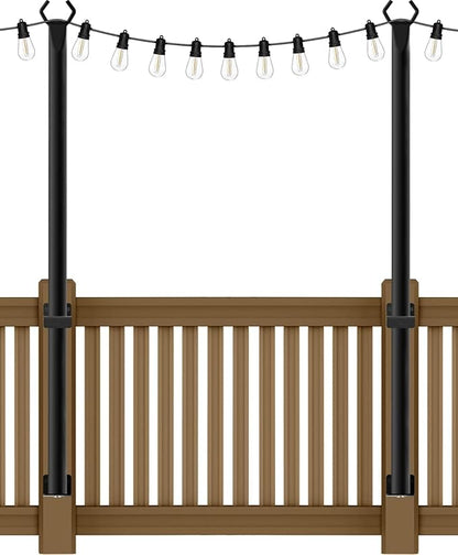 SINLEY 2 Pack 5Ft String Light Poles,Light Poles for Outside String Lights,Outdoor Light Poles with Fork,Metal Pole Stand for Patio,Backyard,Deck