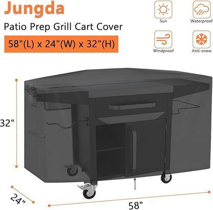 Outdoor Prep Table Cover for Blackstone ProSeries 28" Prep Grill Cart, Waterproof Outdoor Pizza Oven Cart Cover, Patio BBQ Grill Stand Covers - 58 X 24 X 32 Inch
