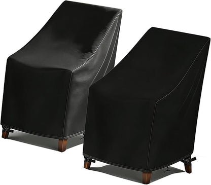 High Back Patio Chair Cover,Waterproof Covers for Stackable Dining Chairs,Outdoor Patio Furniture Seating Set Shield (25.6" L x 29.5" W x 47"H,2-Pcs)