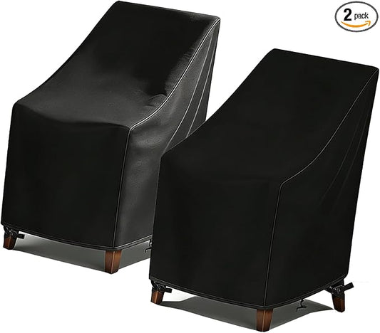 High Back Patio Chair Cover,Waterproof Covers for Stackable Dining Chairs,Outdoor Patio Furniture Seating Set Shield (25.6" L x 29.5" W x 47"H,2-Pcs)