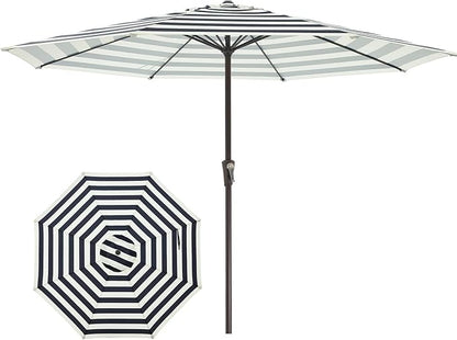 JEAREY 11' Patio Umbrellas Outdoor Table Market Umbrella w/Crank, 8 Sturdy Ribs, UV Protection Windproof for Garden, Deck, Backyard, Pool(Beige & Black Striped)