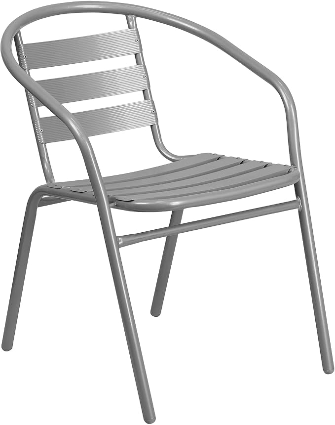 Flash Furniture 31.5 in Aluminum Round Table, Silver | Durable Construction, Commercial Use