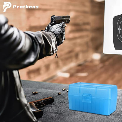 4.72 Inches 50 Round Flip-Top Plastic Rifle Ammo Storage Can | Waterproof Lockable Storage 9mm Ammo Box & Gun Accessories for Hunting | Magazine Holder & Ammunition Cases for Travelling