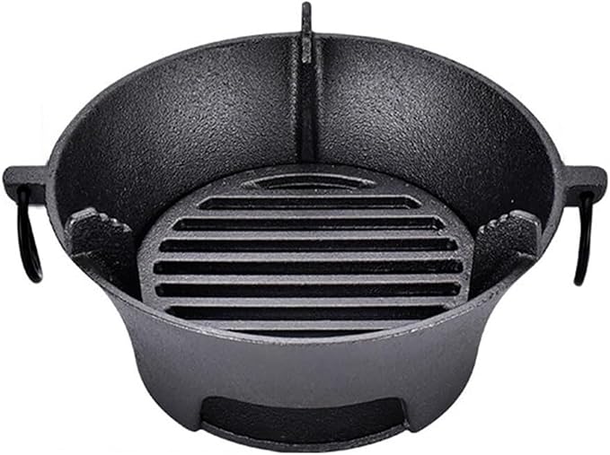Cast Iron Charcoal Grill, Portable Korean Cooktop And Japanese Barbecue Grill For Camping, Heavy Duty BBQ Stove