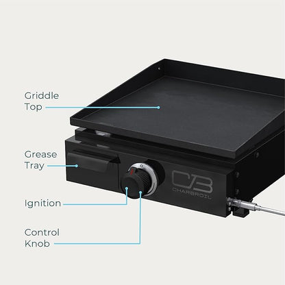 Charbroil 17" Performance Series Portable Tabletop 1 Burner Propane Gas Griddle, Black 463614124