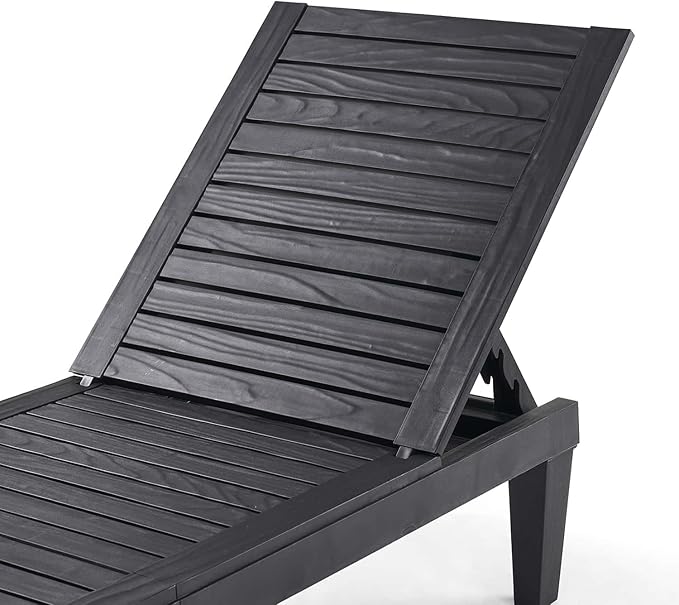 Nestl Patio Chairs - Black Chaise Lounge Chair Outdoor, 5-Position Adjustable Sun Tanning Chair, Waterproof Pool Lounge Chairs Set of 6, Reclining Lawn Chair, Lightweight Outdoor Lounge Chairs