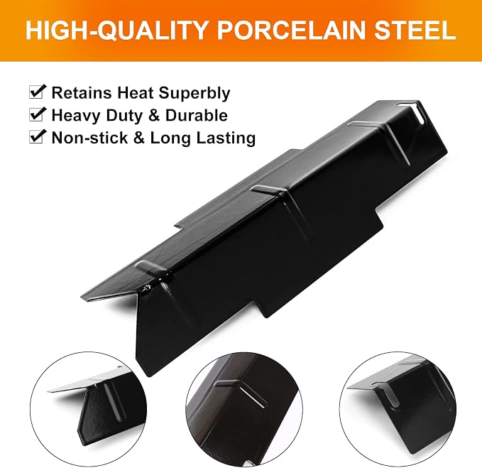 Grill Replacement Parts for Dyna Glo DGF350CSP DGC350CNP-D DGH353CRP Grill, Porcelain Steel Heats Tents Plates and Stainless Steel Straight Burner Pipe Tubes Grill Parts Repair Kit, 2 Pack | 2-Pack Porcelain Steel Heat Plate and Stainless Steel Grill B...