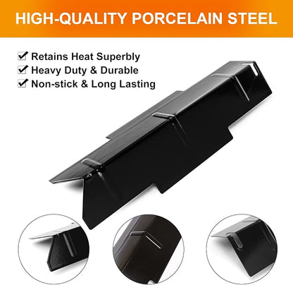 Grill Replacement Parts for Dyna Glo DGF350CSP DGC350CNP-D DGH353CRP Grill, Porcelain Steel Heats Tents Plates and Stainless Steel Straight Burner Pipe Tubes Grill Parts Repair Kit, 2 Pack | 2-Pack Porcelain Steel Heat Plate and Stainless Steel Grill B...