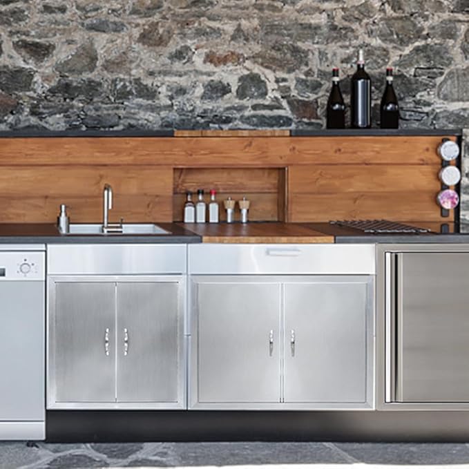 Outdoor Kitchen Single Doors,17" W x 24" H Stainless Steel BBQ Access Door with Inline Grip,Easy Installation, Rust Resistant and Durable for BBQ Island,Grilling Station,Your Outdoor Cooking Space