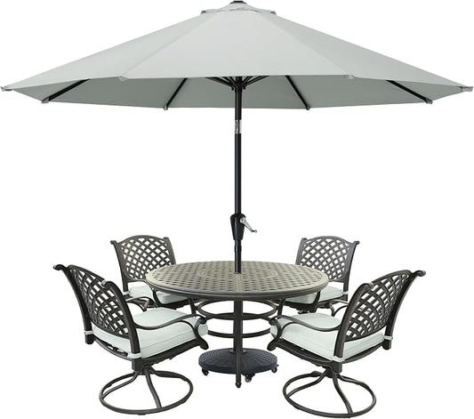MASTERCANOPY 9ft Patio Umbrella with Tilt & Crank, Light Gray | 8 sturdy ribs;UV/water resistant;Vent;easy setup;for garden/deck/backyard/pool