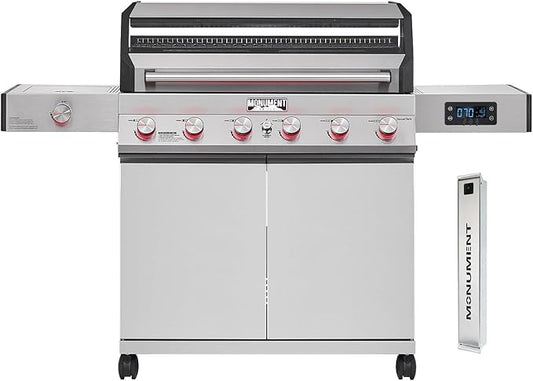 Monument Grills Denali Series, 6-Burner Convertible Natural Gas Smart bbq Grill Stainless Steel Denali 605 with Smoke Box (Without Conversion Kit)