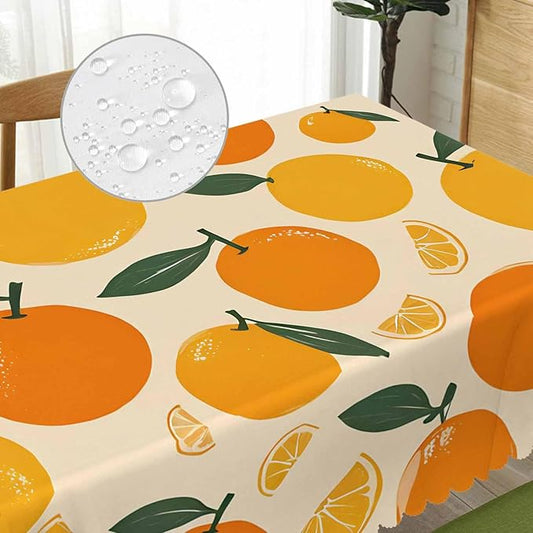 Oranges Kitchen Tablecloth Tropical Fruits Lemons Oranges Indoor Outdoor Table Cover Anti-Oil Table Cloths Dinner Tablecloths for Wedding Banquet BBQ Party, 52x70 Inch(4-6 Seats)