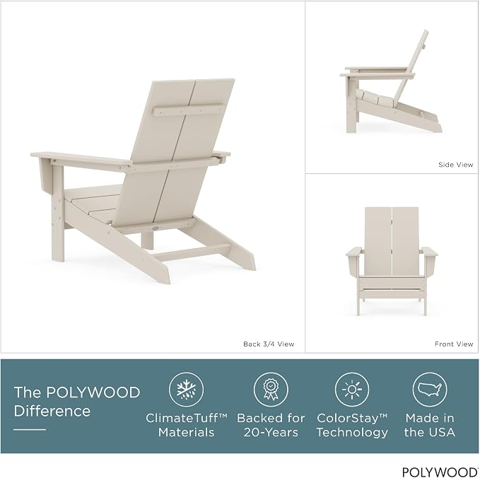 POLYWOOD Contemporary Modern Oversized Adirondack Chair in Sand