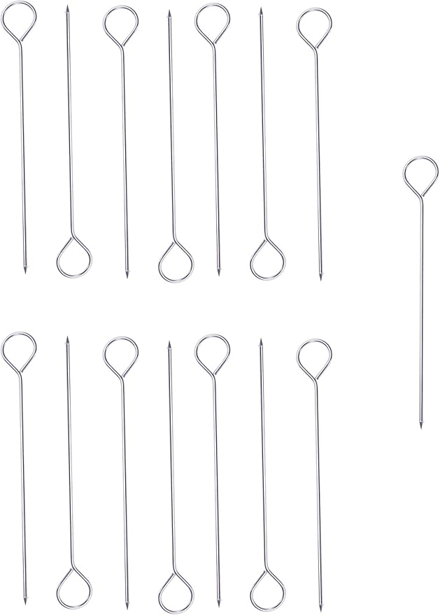 15 Pcs 6 Inch Turkey Lacers for Trussing Turkey Stainless Steel Silver Meat Roasting Trussing Needles Poultry Grilling Supplies for Barbecue BBQ Cooking Kitchen Chicken Roast Supplies (6 Inch)