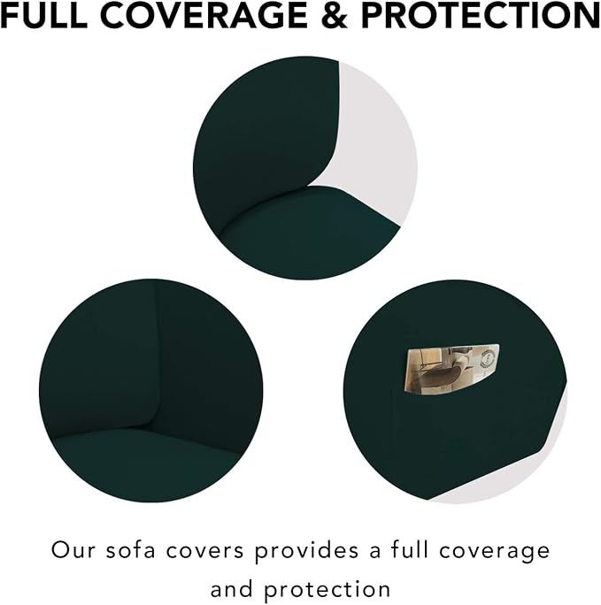 PureFit Stretch Couch Covers for Sofa 4 Seater Slipcovers Deep Teal | 1-Piece Sofa Cover Washable Soft Couch protector, Couch Slipcover with Non Skid Foam and Elastic Bottom for Kids, Dogs