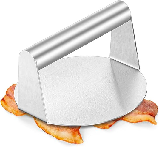 Smash Burger Press, HaSteeL 5.5-Inch Stainless Steel Burger Press, Non-Stick Grill Press for Flat Top Griddle Grill Cooking, Round Smasher Tool for Cooking Burgers, Bacon, Meats, Sausages