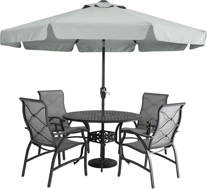 MASTERCANOPY 9ft Patio Umbrella with Valance, Crank & Tilt, Light Gray | 8 ribs, UV/fade-resist, waterproof, vent, for garden/deck/yard/pool