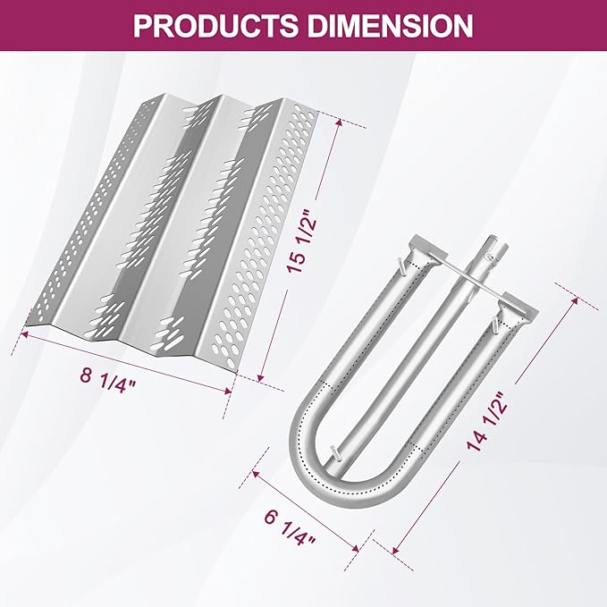 90351 (3-Pack) 12461 (3-Pack) 16GA Stainless Steel Heat Plate Burner and Electrode Replacement for American Outdoor Grill 30NB, 30PC