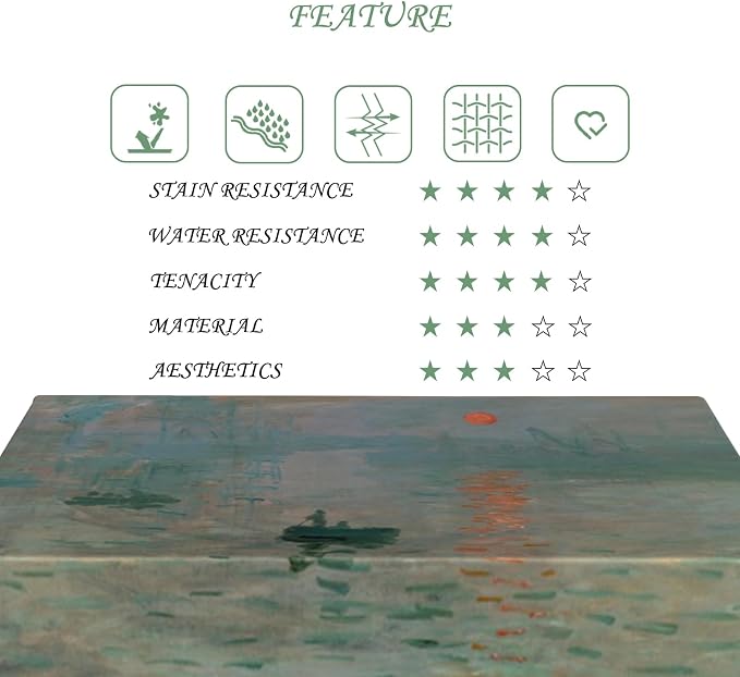 60x120 Inch Oil Painting Rectangle Tablecloth Monet Impression Sunrise Table Cloth Impressionist Art Washable Durable Table Cover for Dining Garden Atelier BBQ Home Decor