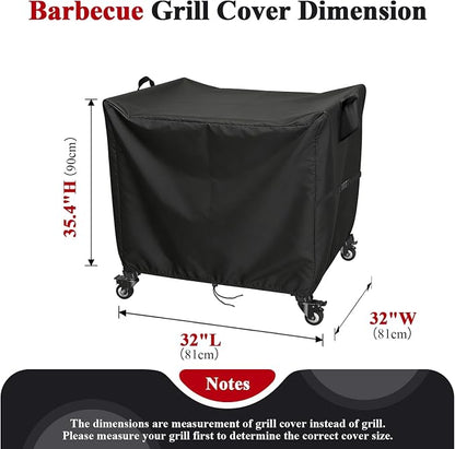 Outdoor Dining Grill Cart Cover - 33" D x 33" W x 37" H, 600D Grill Cart Cover for Nuuk, Heavy Duty Waterproof BBQ Food Prep Table Covers, Black