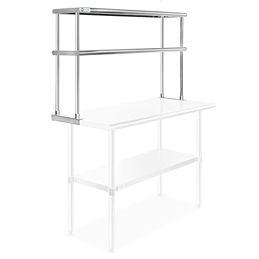 GRIDMANN NSF Stainless Steel Commercial 2 Tier Double Overshelf 48 in. x 12 in. for Kitchen Prep & Work Table