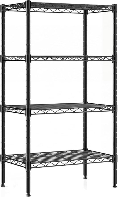 DUMOS 4-Tier Metal Wire Storage Shelves, Adjustable Standing Storage Rack Shelf, Heavy Duty Steel Shelving Unit Organizers for Kitchen Bathroom Pantry Garage, 23.3" Wx13.4 Dx47 H, Black