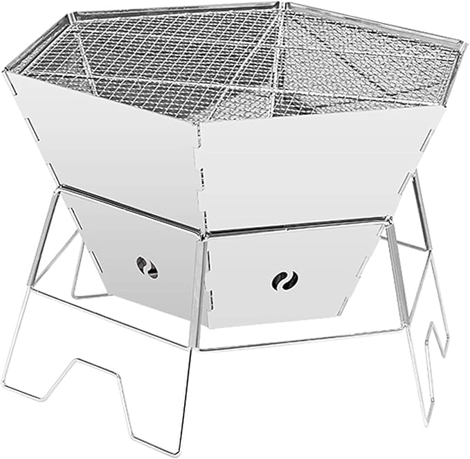 Charcoal Grill Outdoor Stainless Steel Folding Charcoal BBQ Grill Make Lightweight Steel Mesh Grill Camping Grill for Outdoor Camping Cooking Backpacking Party Camping Grill