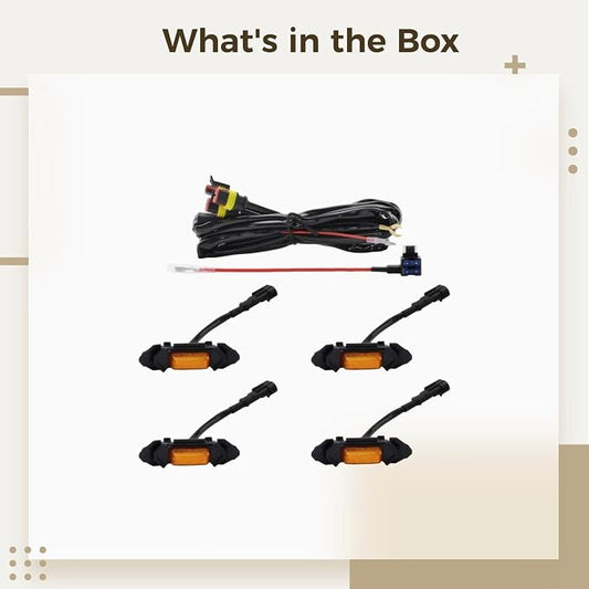 Rav4 Front Grille Lights, 4 Pcs Amber Led, Plug & Play, Style, Abs, Easy No-Damage Installation